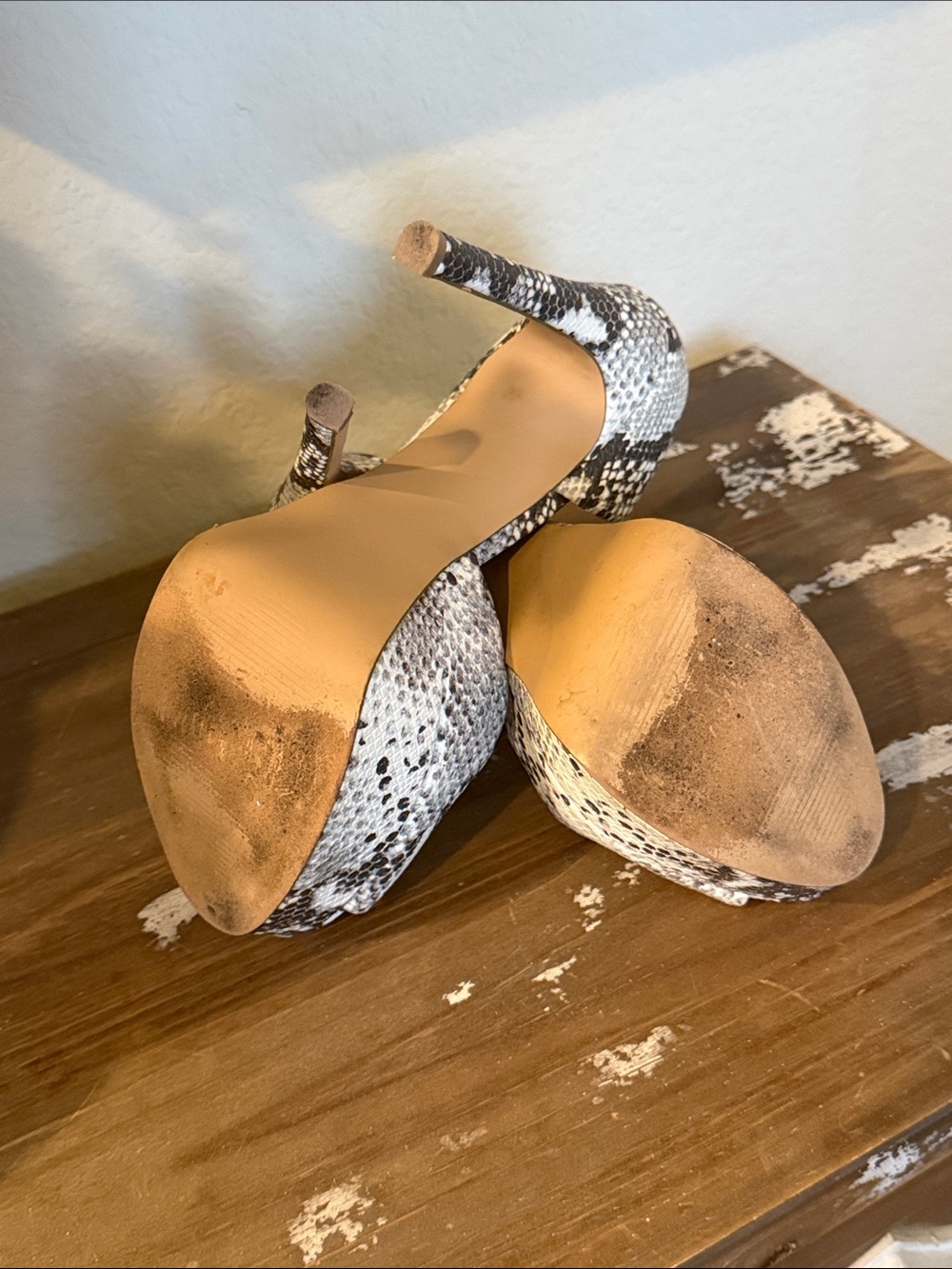 Steve Madden Dynamic Snakeskin Platform Peep Toe Heels 8.5 Y2K - Picture 4 of 10